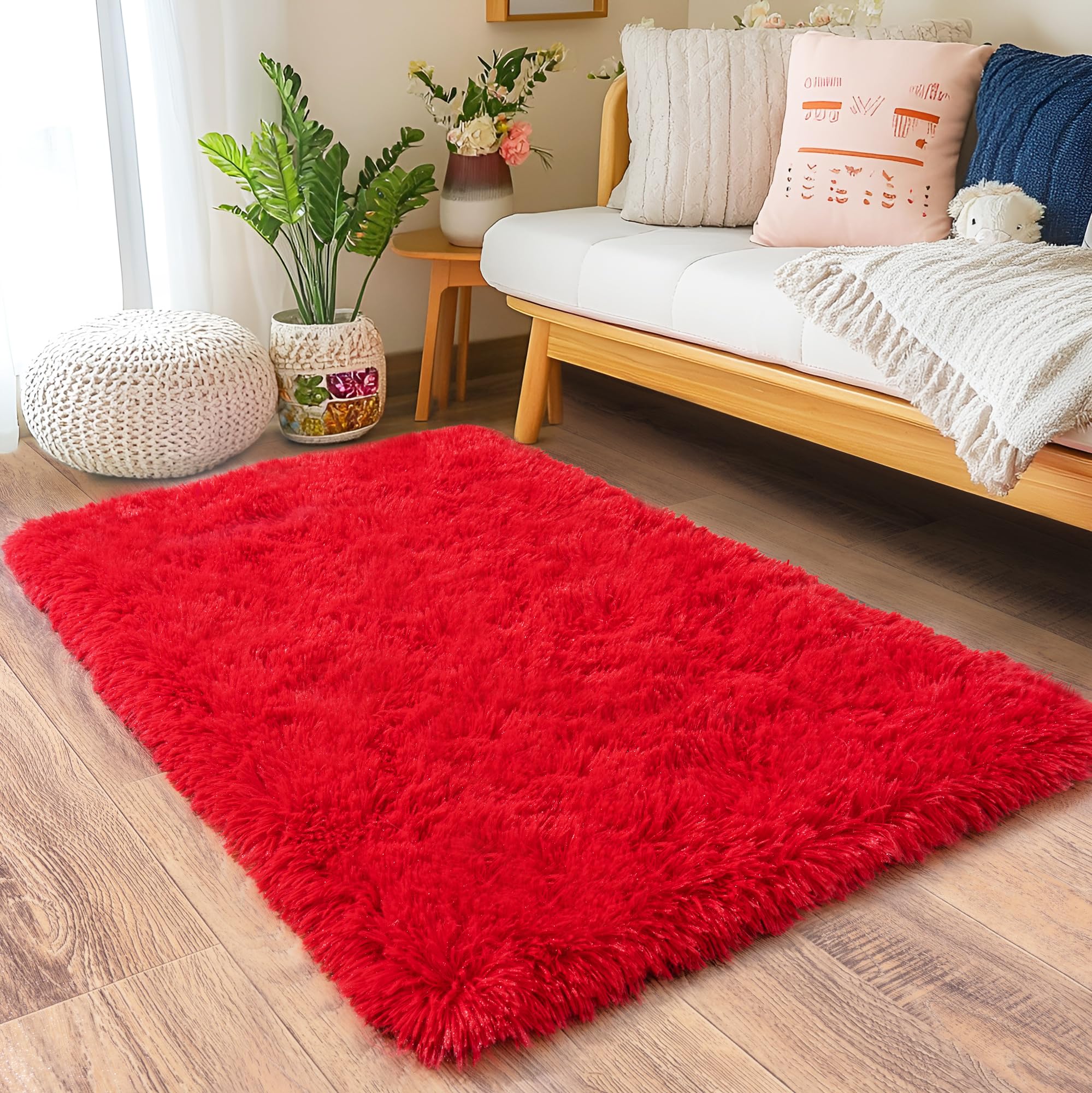 Amazon.com: Quntue Small Area Rug, 2x3 Red Rug for Bedroom Shaggy