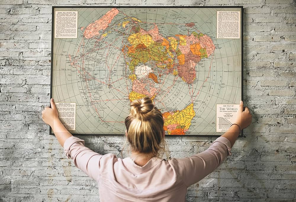 Amazon.co.jp: ArtcanthurtU 23x34インチ フレームなし 1943年 極方位