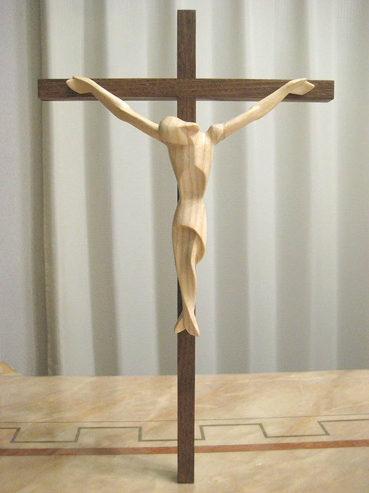 Amazon.co.jp: 十字架 木彫り 磔刑像 クルチフィクス 「2000」N