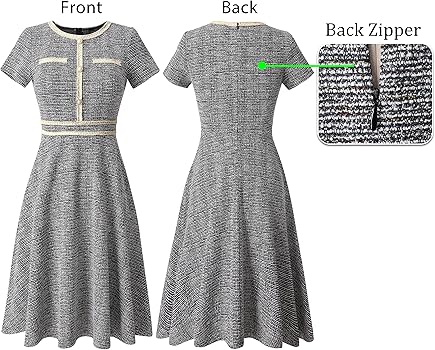 VFSHOW Womens Buttons Pockets Office Business A-Line Dresses Short