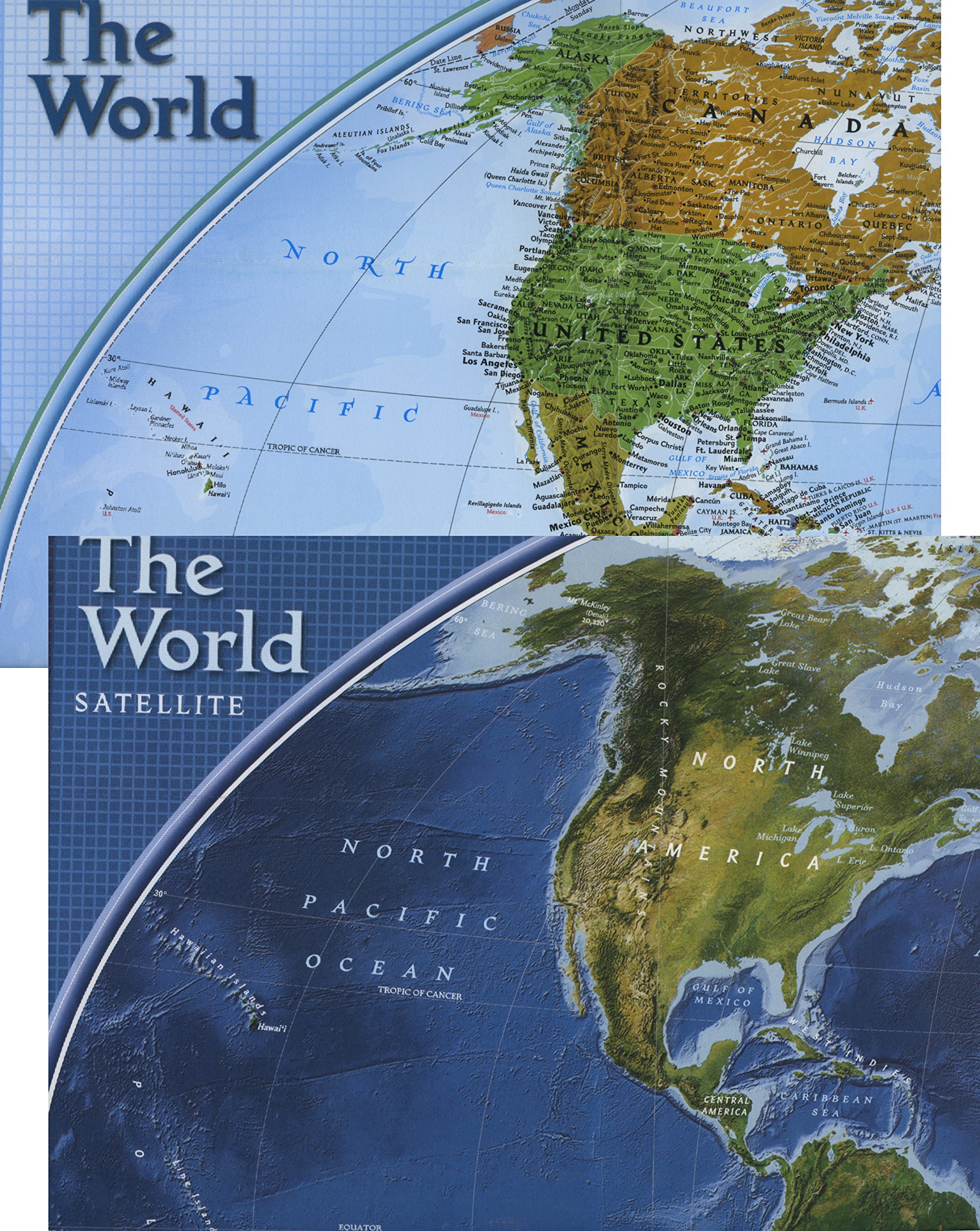 Amazon | National Geographic World Map Political & Satellite View