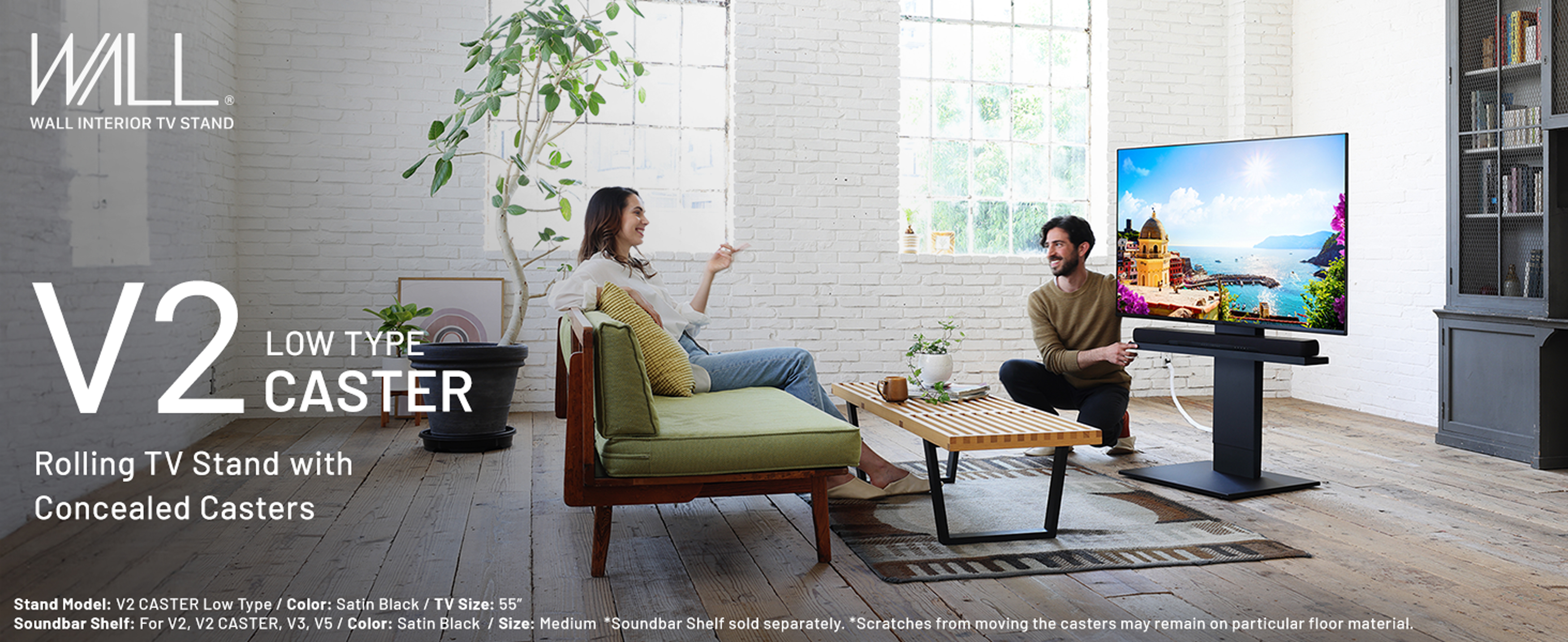 Amazon.com: WALL V2 Caster Low Type | Minimalist Rolling TV Stand