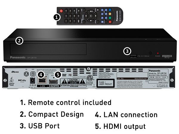 Amazon.com: Panasonic 4K Blu Ray Player, Ultra HD Premium Video