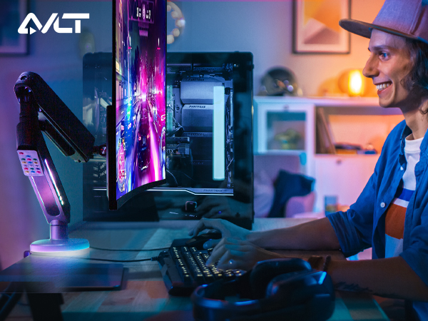 Amazon.co.jp: AVLT ゲーミングモニターアーム 2画面 デュアル RGB