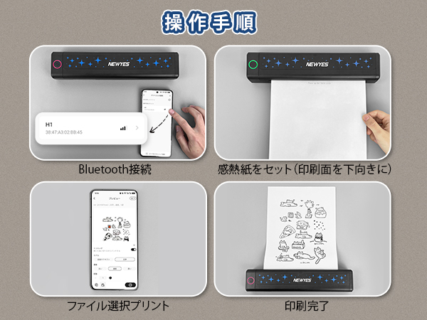 Amazon.co.jp: NEWYES サーマルプリンター インク不要 サーマル印刷