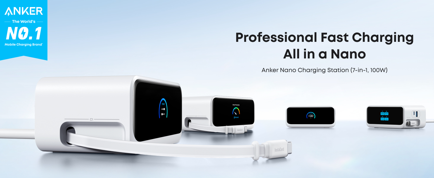 Anker Nano Charging Station, 7-in-1 USB-C Power Strip 100W Desktop