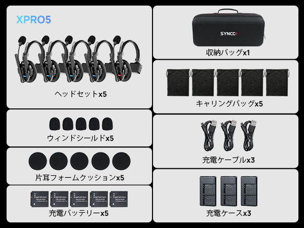Amazon.co.jp: SYNCO XTALK XPRO5 ワイヤレスインカムヘッドセット