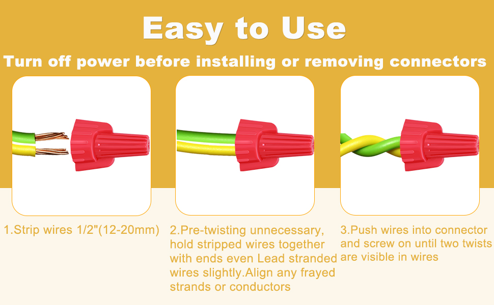 XUMMERWM 500 PCS Twist Wire Nuts(300 Pcs12 Gauge Tan Wire Nuts+200