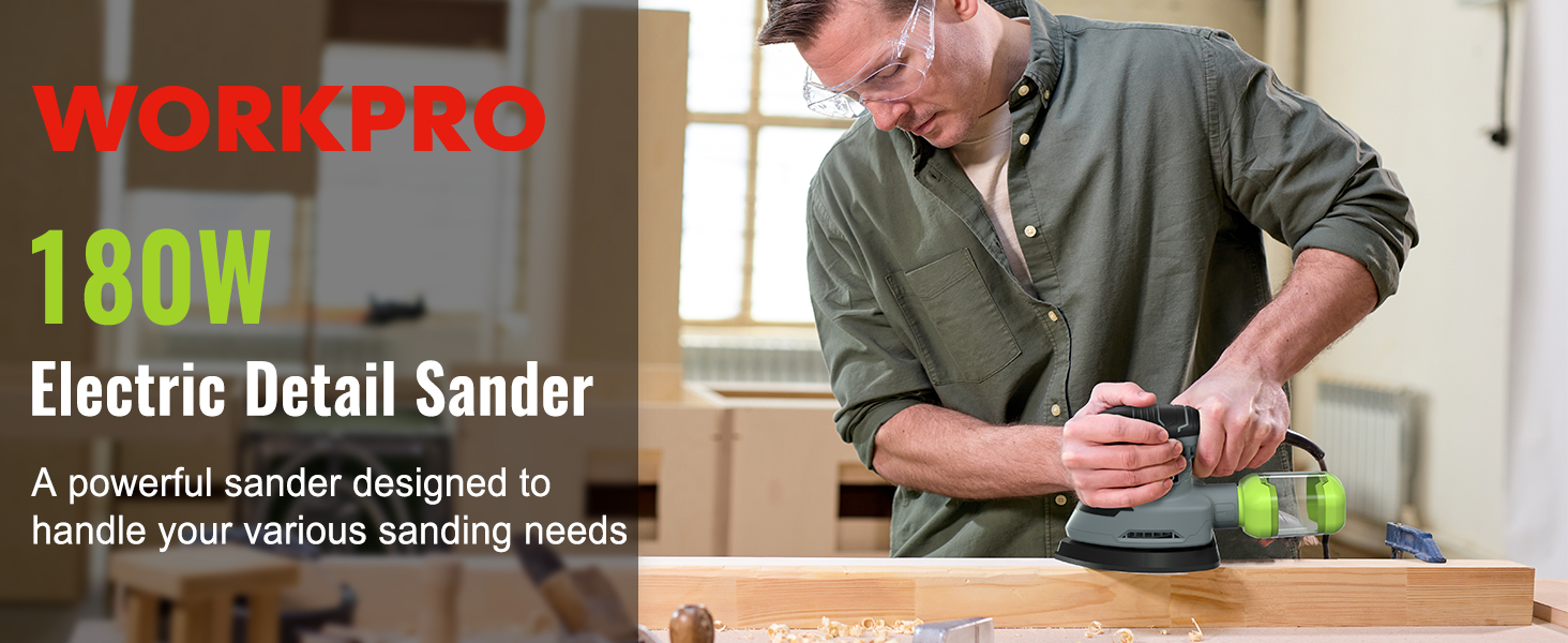 WORKPRO 1.6 Amp Detail Sander, 13000 OPM Compact Electric Sander with
