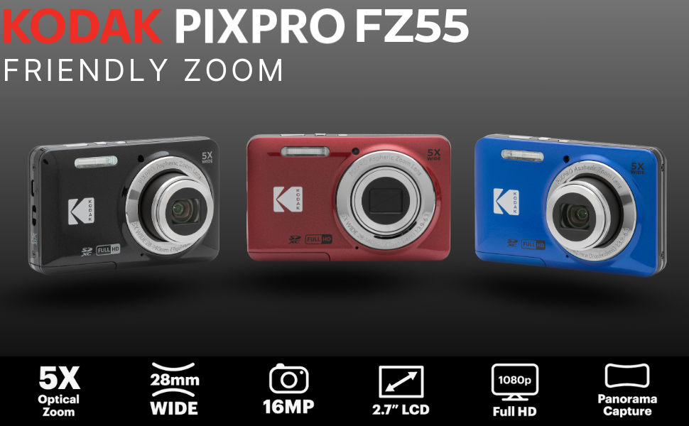 Amazon.com : Kodak PIXPRO FZ55-BK 16MP CMOS Sensor Digital Camera