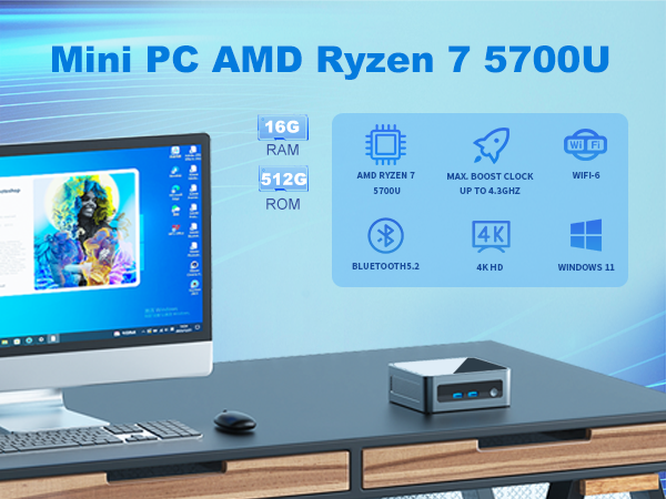 Amazon.co.jp: ミニPC AMD Ryzen 7 5700U (8コア16スレッド 4.3 GHz
