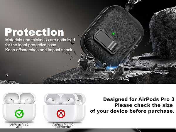Amazon | RFUNGUANGO AirPods Pro 3ケース レザー、キーチェーン、電話