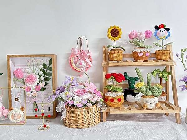 Amazon.com: JOMODECOR Handmade Crochet Tulip Flower Bouquet