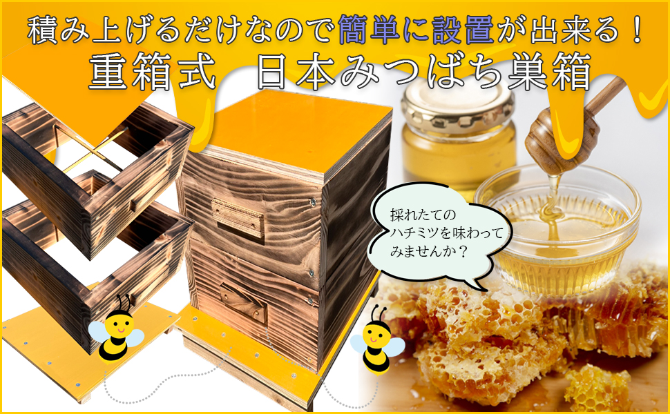 Amazon｜日本蜜蜂 巣箱 ニホンミツバチ 日本みつばち 重箱式巣箱 2段