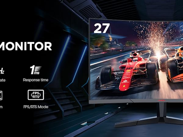 Amazon.co.jp: KOORUI ゲーミングモニター 27インチ 湾曲 曲面 QHD