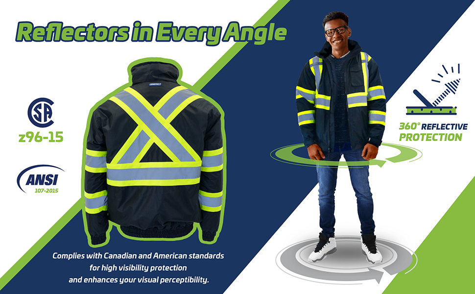 Amazon.com: JORESTECH Reflective Safety Bomber Jacket with X-Back