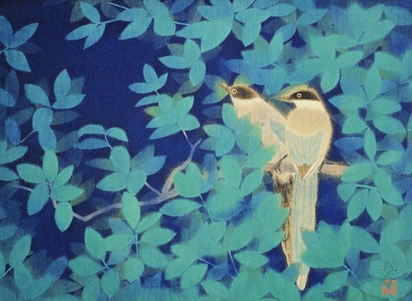 Amazon.co.jp: 平山郁夫『尾長鳥(おながどり)』シルクスクリーン 岩