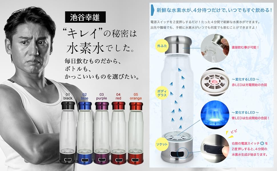 Amazon.co.jp: エイチツープラス(h2plus) 水素生成器 ガラスボトル USB