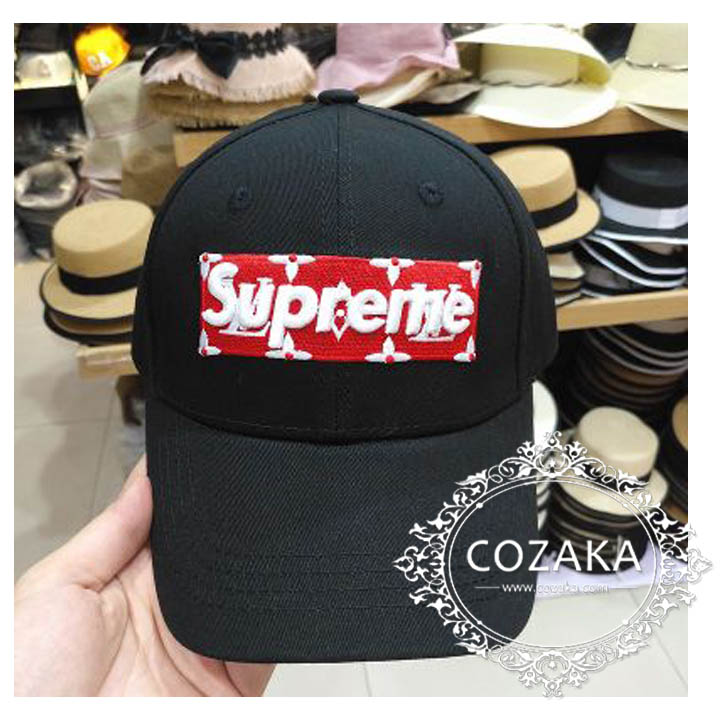 ヴィトンxシュプリーム キャップ 刺繍 おしゃれ lv＆supreme 帽子 野球