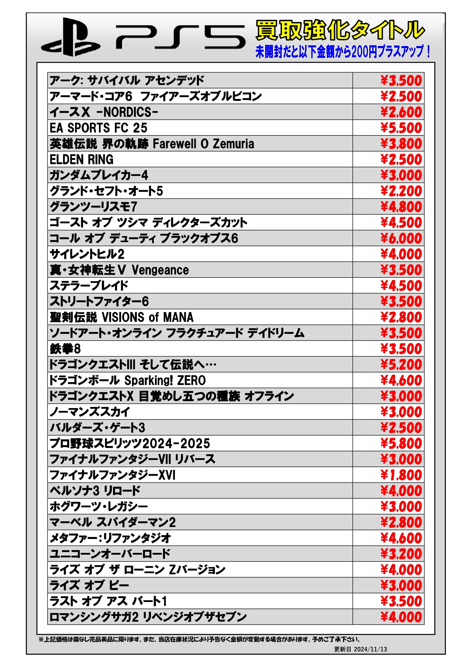 ◇Switch、PS5、PS4ソフト買取情報更新しました！◇ #ゲーム #買取