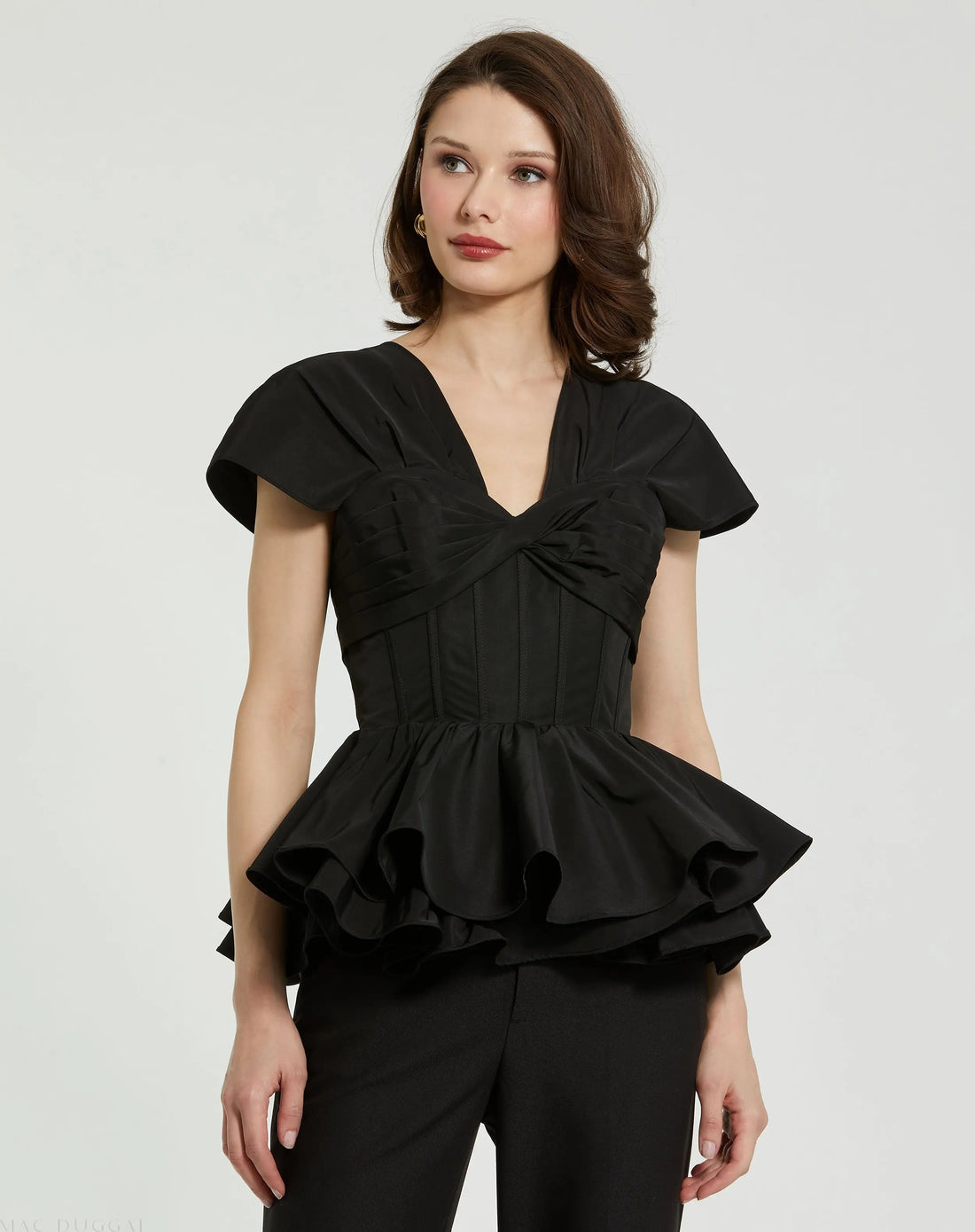 Faille Twist Bustier Peplum Top - Mac Duggal
