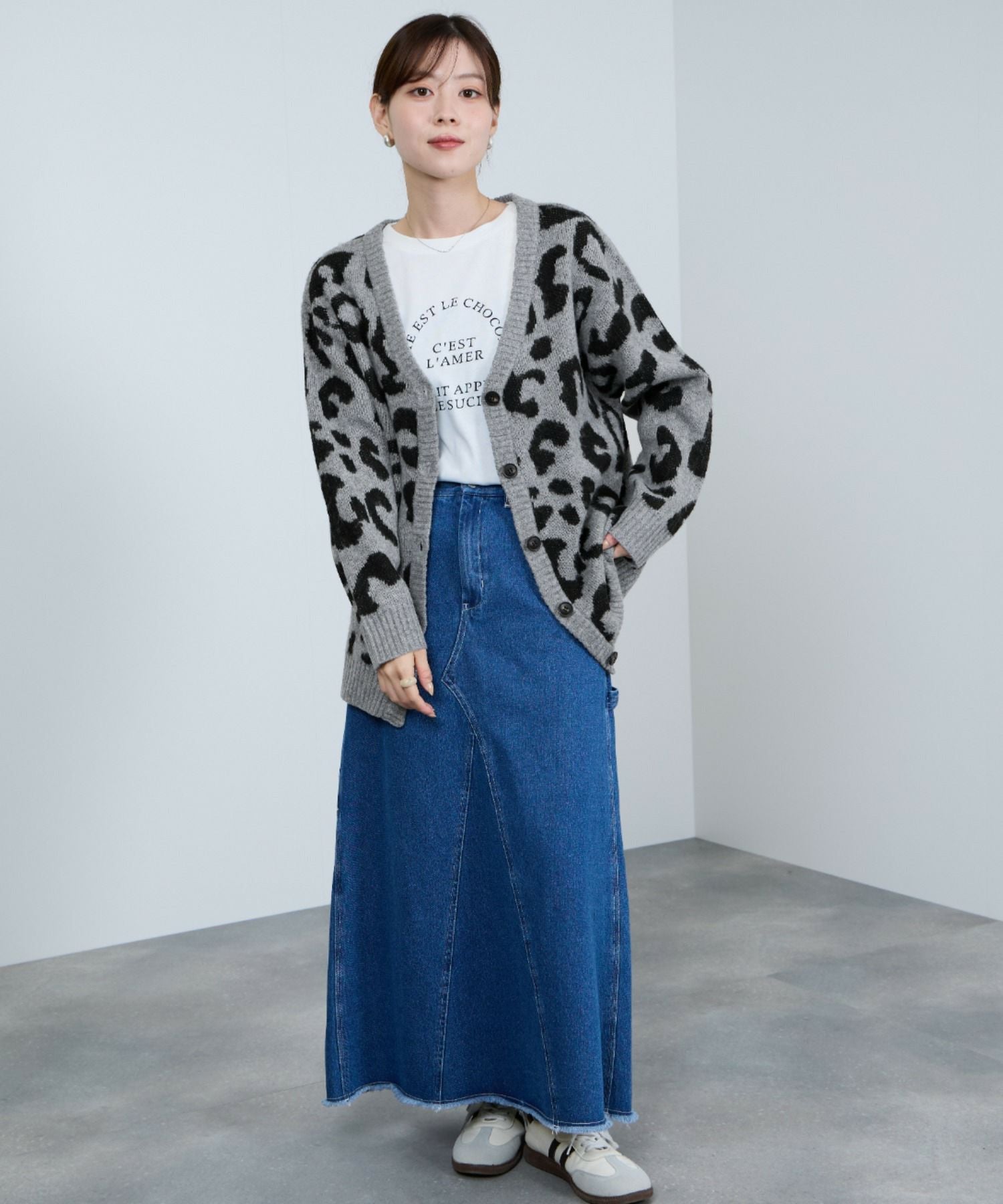 nAvy もちり もちもち 総柄ニットカーディガン レディース