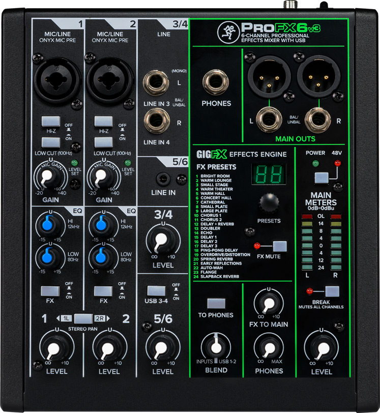 ProFX6v3 6-Channel Analog Mixer with USB - MACKIE | MACKIE