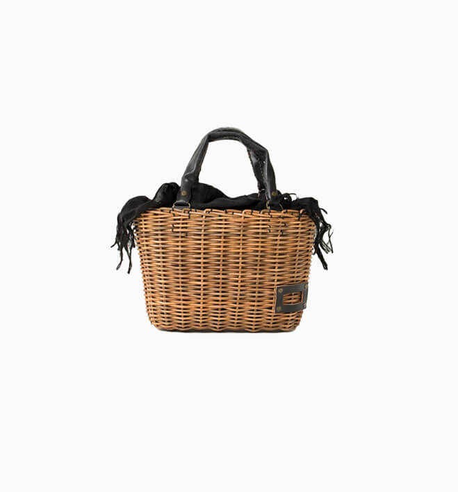 ebagos トートバスケット レザーハンドル ブライドルレザー×紅籐