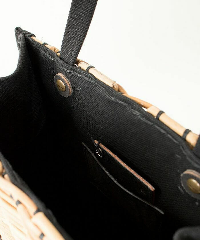 ebagosキャンバス・かご袋・ハンド（A4カゴ袋）防水キャンバス×紅籐