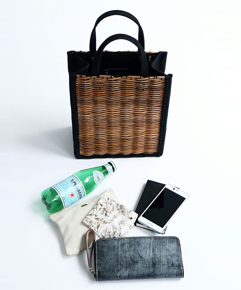 ebagosキャンバス・かご袋・ハンド（A4カゴ袋）防水キャンバス×紅籐