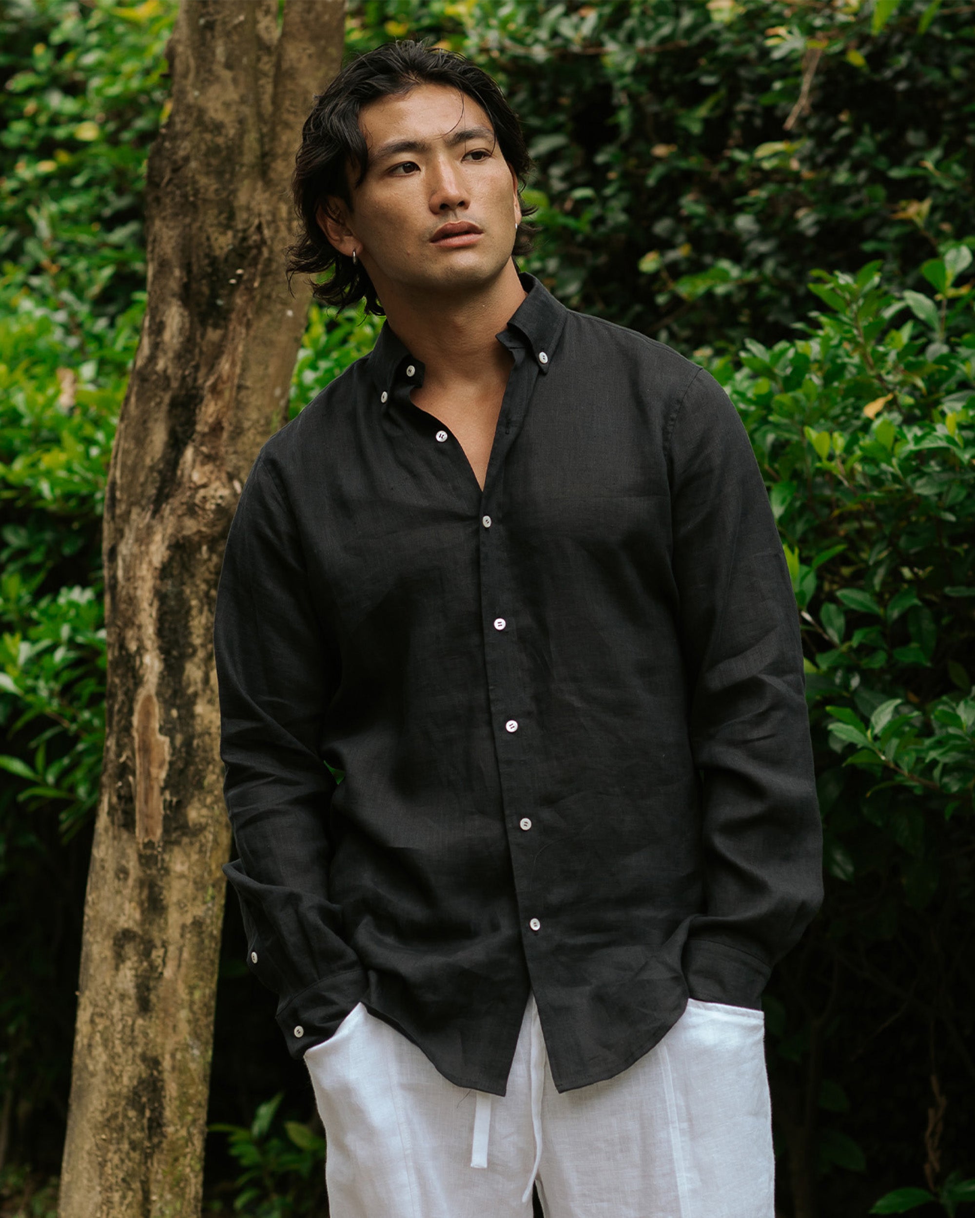 Men's Classic Linen Shirt WENGEN in Black | MagicLinen