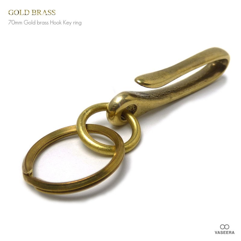 ゴールドブラス(真鍮) 60mmベルトフック 二重リング(二重カン)付き