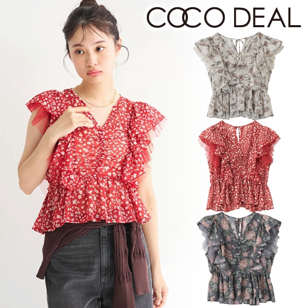 SALE40%OFF】COCODEAL ココディール ラッフルフラワーギャザーブラウス