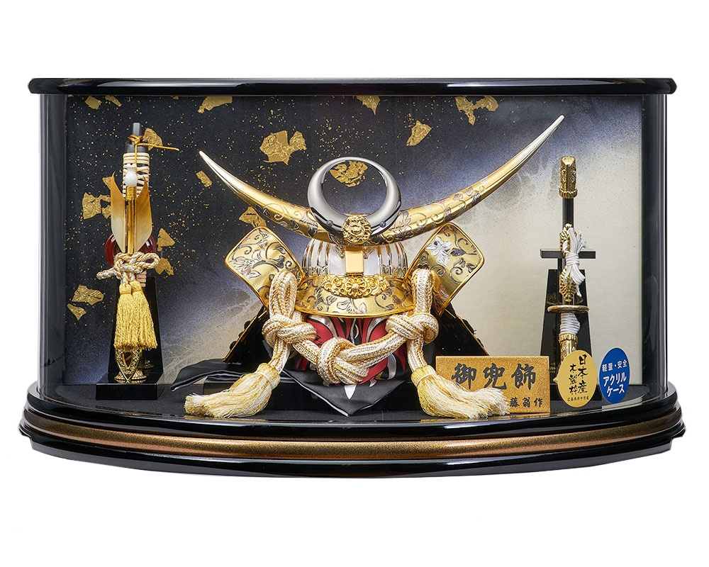 五月人形 5月人形 兜飾り ケース飾り 上杉謙信 勇将 黒 おしゃれ