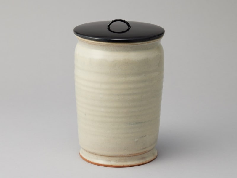 茶道具】☆乳白色 蓋付き ガラス 水指 ☆ オパールセント オパルセント