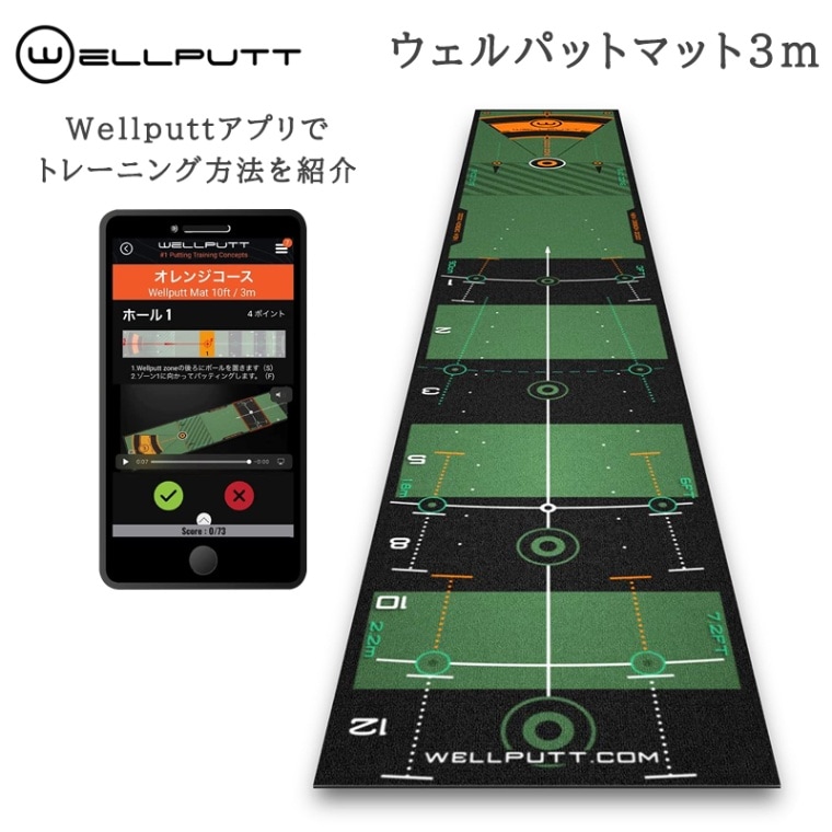 ウェルパット Wellputt ゴルフパターマット Wellputtマット3m グリーン