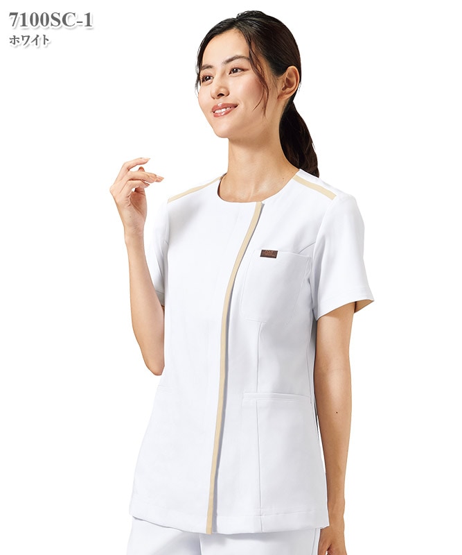 男女兼用ジップスクラブ半袖[フォーク製品] 7100SC｜THS-白衣通販・販売