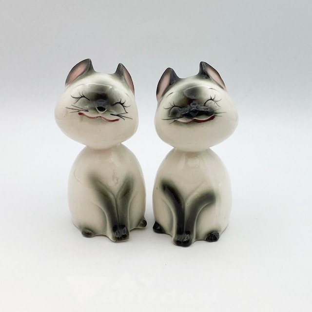 Norcrest Japan 満面の笑みのシャム猫ちゃんペアのソルト＆ペッパー