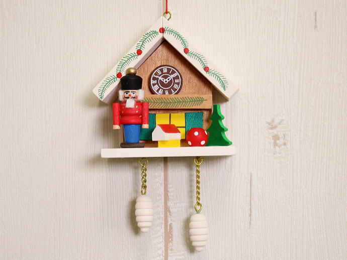 ドイツ製 オーナメント くるみ割り人形とカッコウ時計 (Christian