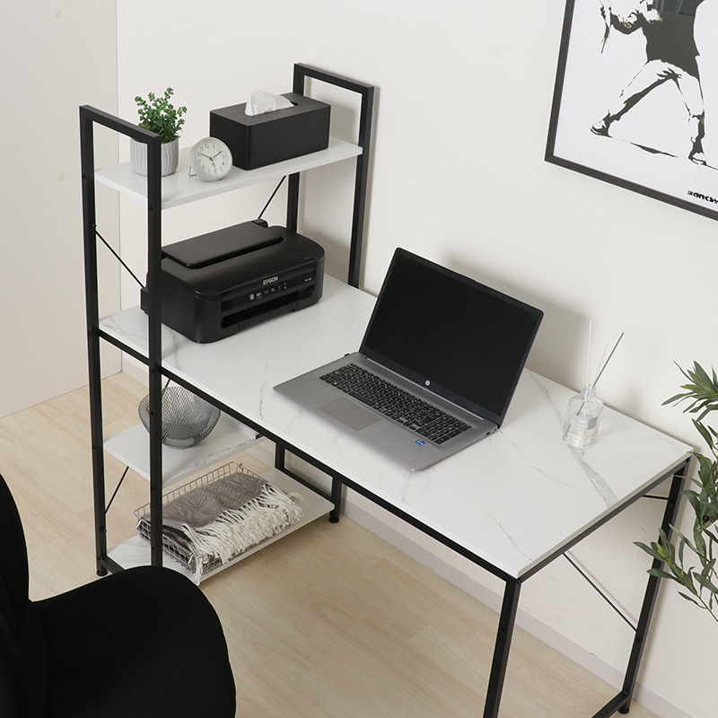 シェルフ付きデスク IF マルモーア12064 MBWH【お客様組立商品】の通販