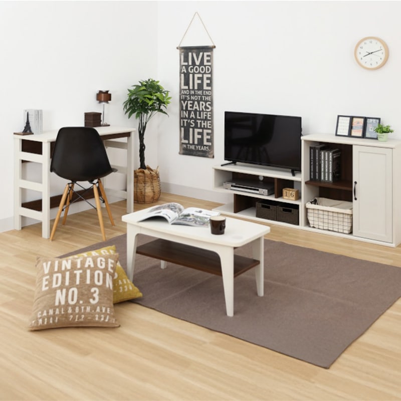 ローテーブル ネオリーブ IF NLI-8040T WH/BR 白井産業【お客様組立