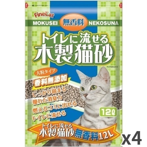 常陸化工 ファインキャット トイレに流せる 木製猫砂 無香料 猫用 12L