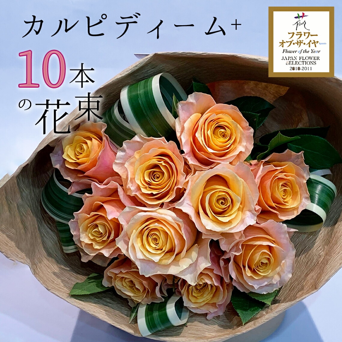 オレンジバラ10本の花束 長持ち 品種 カルピディーム+ 送料無料 珍しい