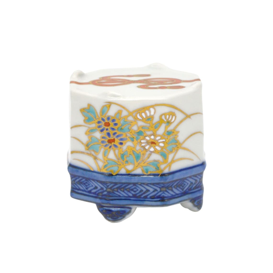 T794 蓋置 『色絵 鮎』『高野昭阿弥 造』 共箱 茶道具 T794 蓋置