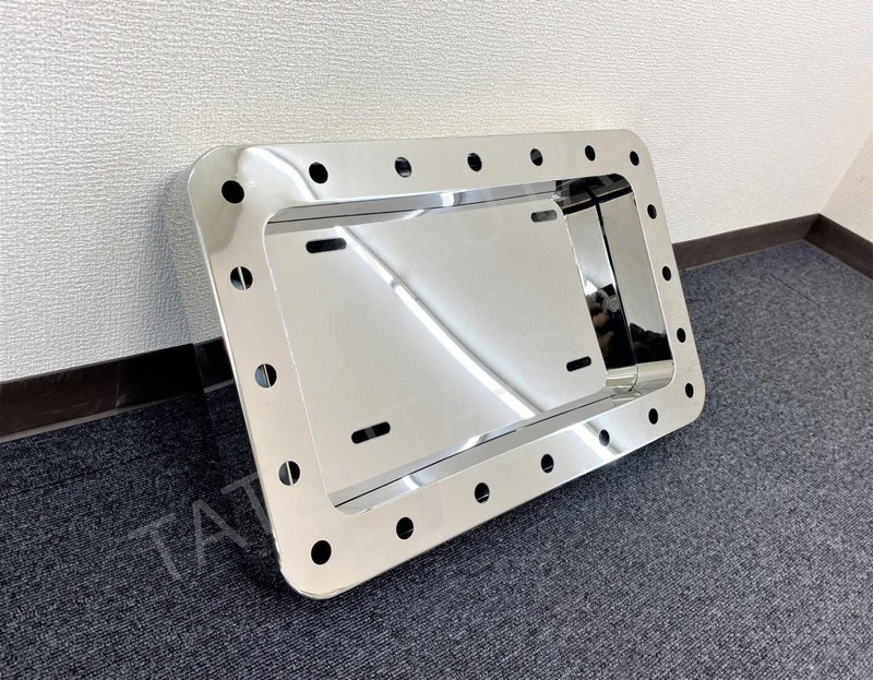 ステンレス 大型 パイロットナンバー枠 鏡面 角R仕様 パイロットランプ