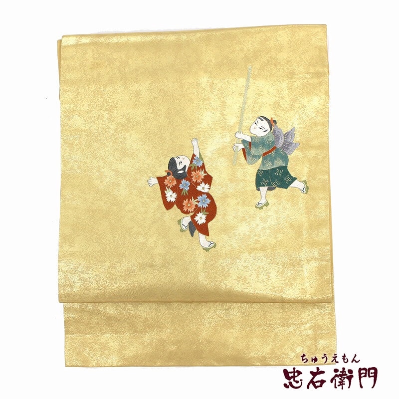 中古】 名古屋帯 九寸名古屋帯 箔地 リサイクル レディース 正絹 金