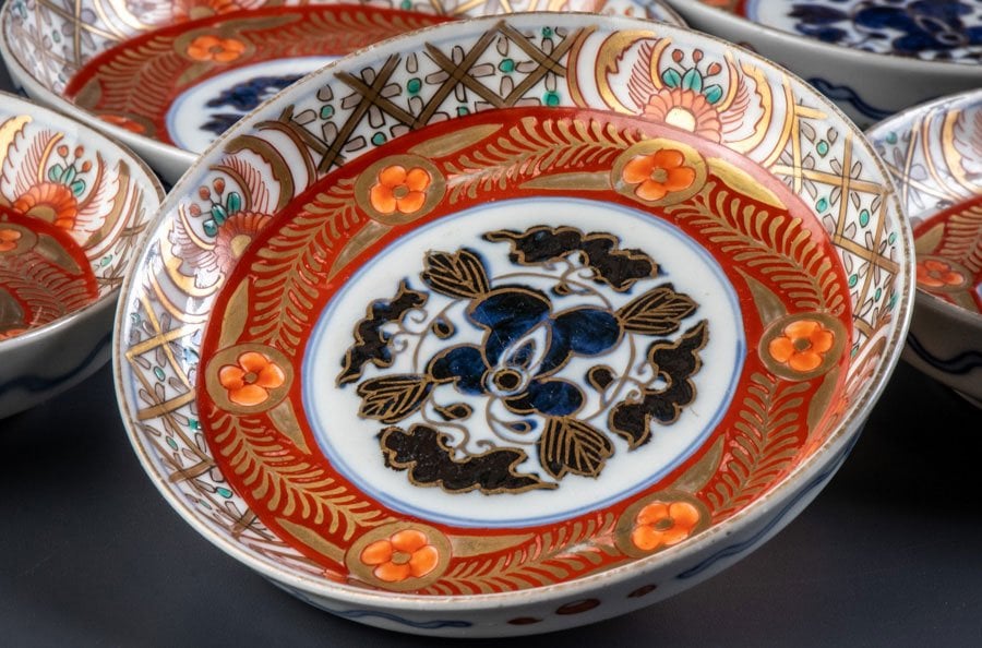 古伊万里】 染錦金彩草花文四寸皿 5客 明治時代 16785 | すべての商品