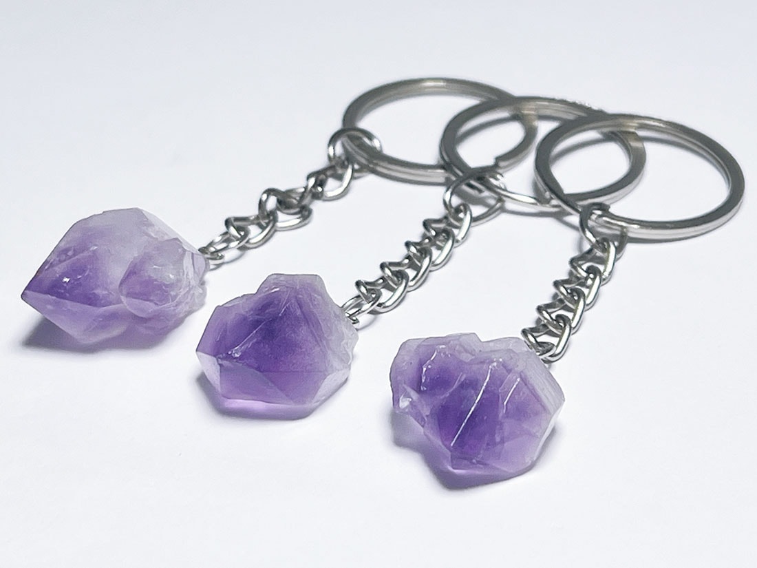 アメジストキーホルダー 3個セットアソート