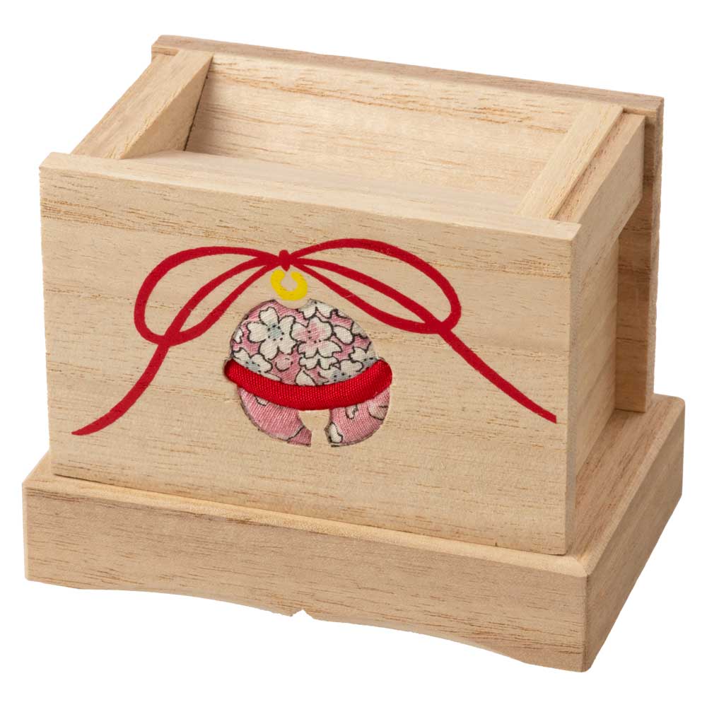 賽銭箱型の貯金箱 (064) 鈴 木目込細工 桐製 箱長の桐工芸品 日本製