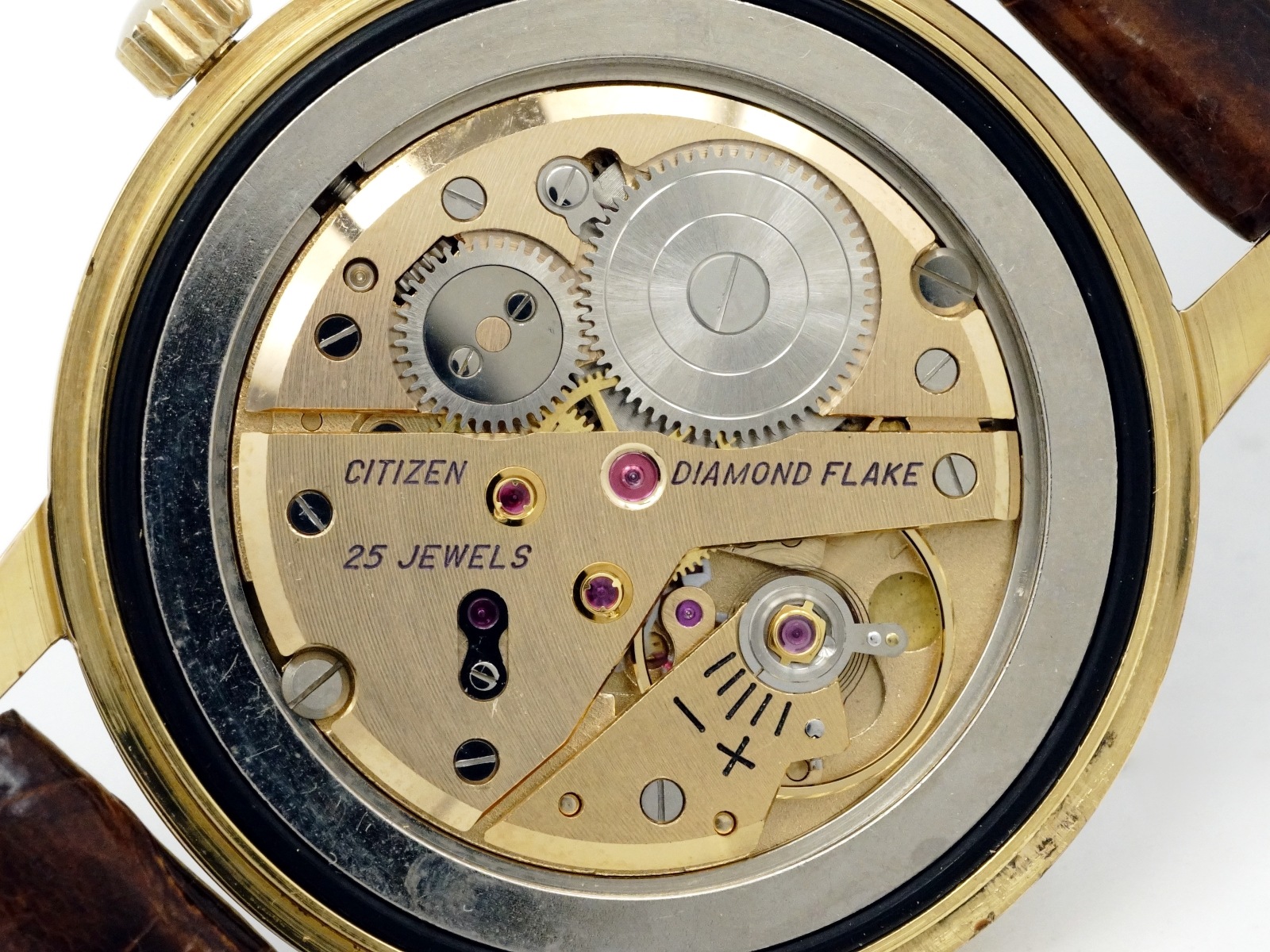 シチズン ダイヤモンドフレーク F14701 金メッキ 25石 手巻 OH済 昭和